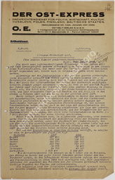 Akte Nr. 25. Dossier [des Reichskommissars für die Überwachung der öffentlichen Ordnung]* “Wirtschaft”: Bericht über die bevorstehenden deutsch-litauischen Verhandlungen (Januar 1928); Auszüge aus dem Informationsbulletin “Der Ost-Express” und andere