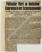 Akte Nr. 417.  Zeitungsausrisse zu politischen Morden an deutschen Emigranten in der Tschechoslowakei und in Österreich.  Druckschrift